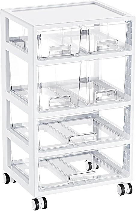 Vtopmart Plastic Drawer Storage Orangizer, 4 Tier 6 Drawers with Wheels for Office Supplies, Art ... | Amazon (US)