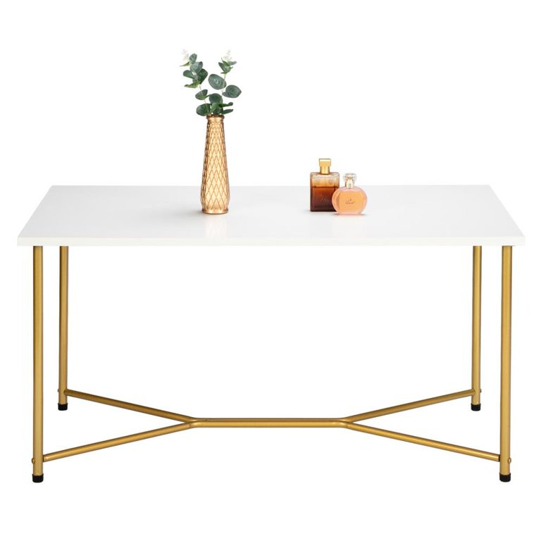 SalonMore Rectangle Coffee Table with Gold Y-Leg and White Top | Walmart (US)