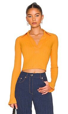 Helmut Lang Long Sleeve Crop Polo in Apricot from Revolve.com | Revolve Clothing (Global)