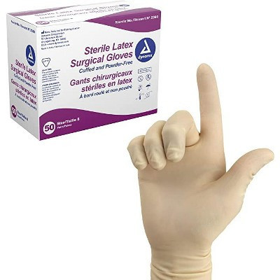 Dynarex 2380 Sterile Latex Surgical Glove Powder Free Size 8 (Box of 50) | Target