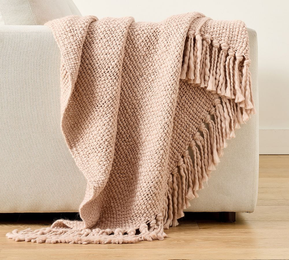 Textured Basketweave Knit Throw | Pottery Barn (US)