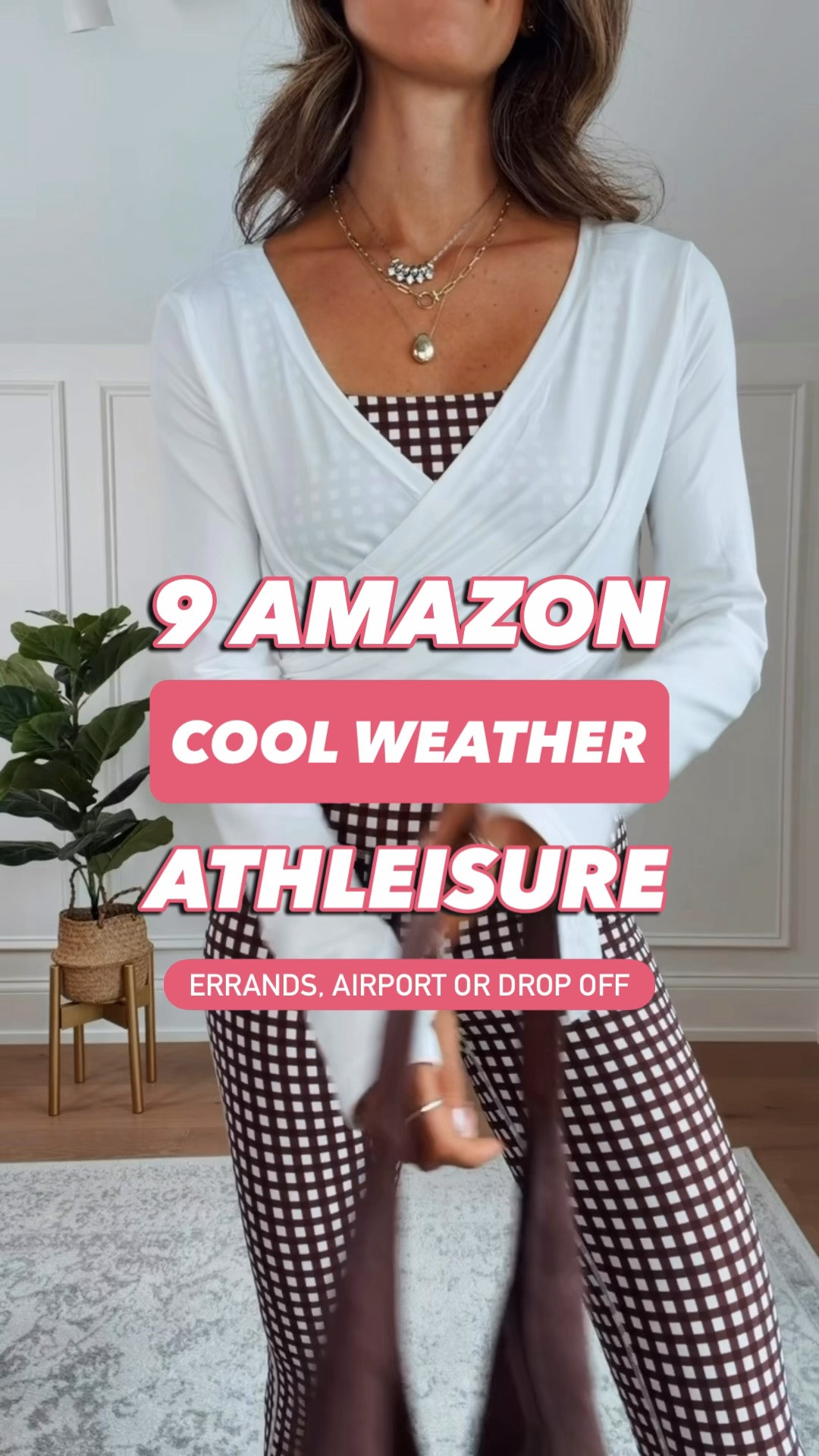 Cool weather athleisure | gingham | brown workout set | wide leg pants | errands outfit | school drop off outfit

#LTKootd #LTKmomlife #LTKSeasonal