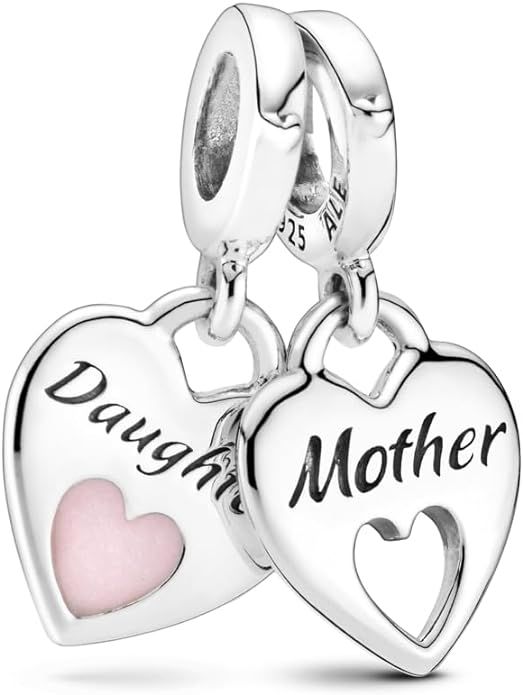 Pandora Double Heart Split Dangle Charm - Compatible Moments Bracelets - Jewelry for Women - Moth... | Amazon (US)