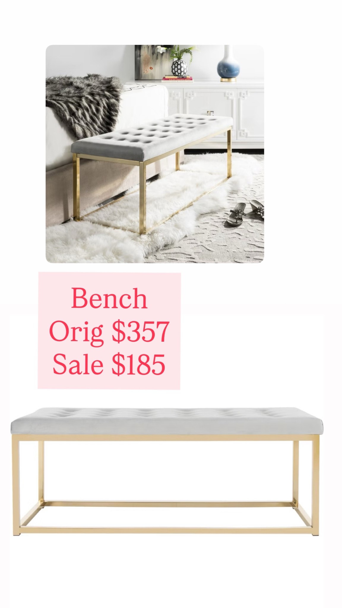 Entryway bench
End of the bed bench 
Furniture 

#LTKHome #LTKSaleAlert