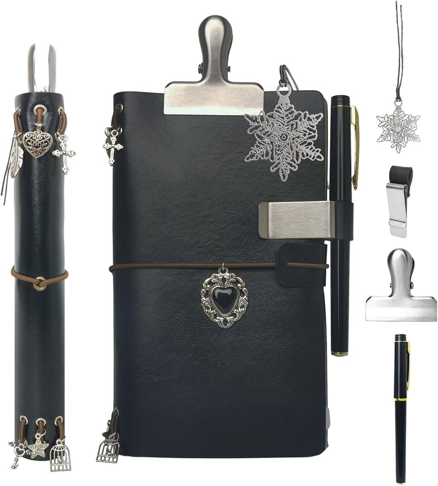 Handmade Travel Notebook Passport Holder \u2013 Vegan Leather Refillable Traveler\u2019s Journal ... | Amazon (US)