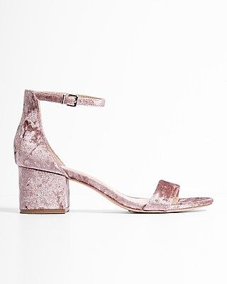 Express Womens Velvet Ankle Strap Block Heeled Sandals | Express