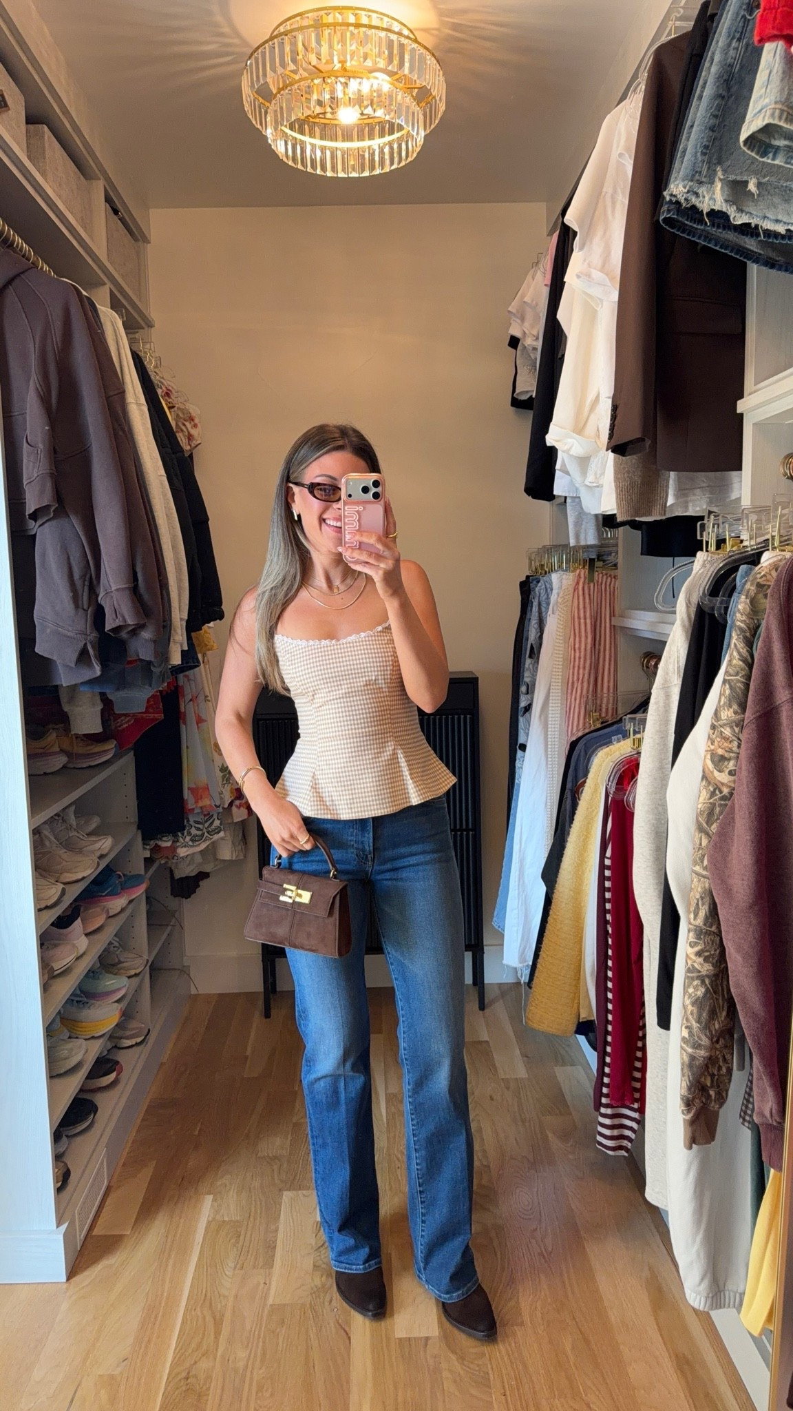 nordstrom anniversary sale summer to fall denim with tan and white gingham peplum cami with lace trim 🍁

i'm 5'4" and typically wear a small/2 & a 26 in jeans
• jeans: sized down to a 25


fall outfits, fall jeans, autumn outfits, denim, long sleeve dresses, casual outfits, thanksgiving outfits, family photo outfits, date night outfits, work outfits, fall fashion, autumn fashion, cozy outfits, transitional outfits, neutral outfits, everyday outfits, weekend outfits, women’s fashion

#LTKSaleAlert #LTKootd #LTKSeasonal