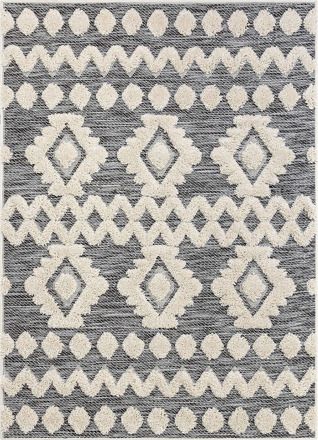 Well Woven Bellagio Chiara Tribal Moroccan Grey High-Low Flat-Weave 5'3" x 7'3" Area Rug | Amazon (US)