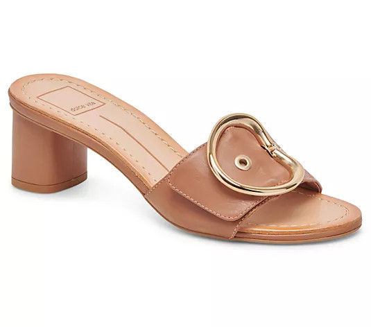 Dolce Vita Leather Ornament Heeled Mules - Laika - QVC.com | QVC