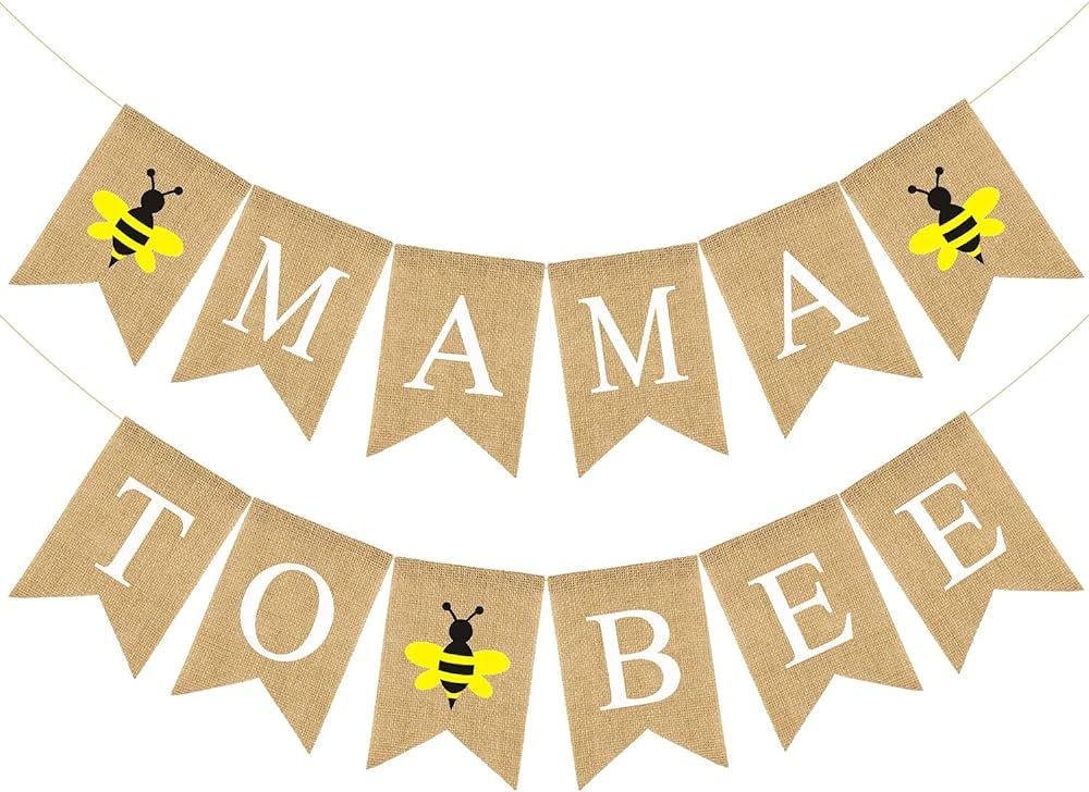 Mama to Bee Burlap Banner Jute Bumble Bee Burlap Bunting Baby Shower Party Banner Gender Reveal B... | Amazon (US)