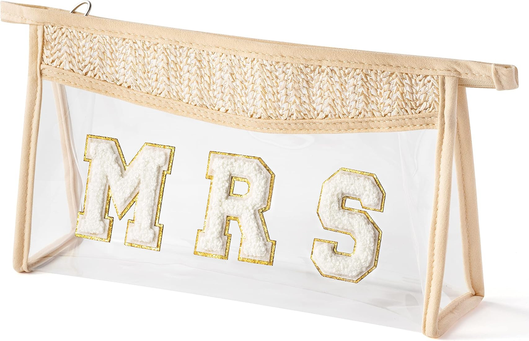 Bride Patch MRS Makeup Bag Clear Boho Toiletry Bag Varsity Letter Travel Cosmetic Bag Transparent Wa | Amazon (US)