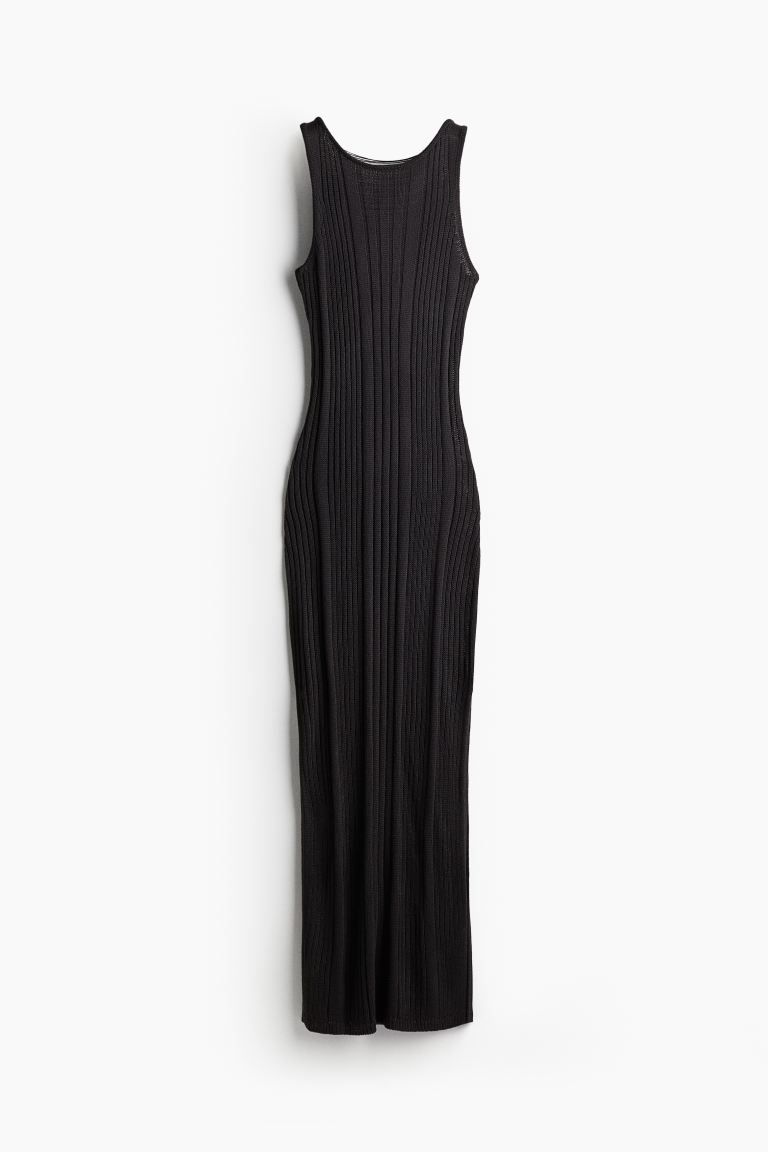 Fringe-detail Rib-knit Bodycon Dress - Black - Ladies | H&M US | H&M (US + CA)