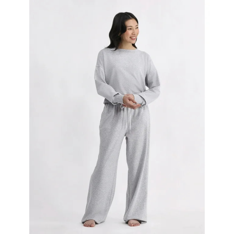 No Boundaries Basic Sleep Top with Cuffed Long-Sleeves, Women’s | Walmart (US)