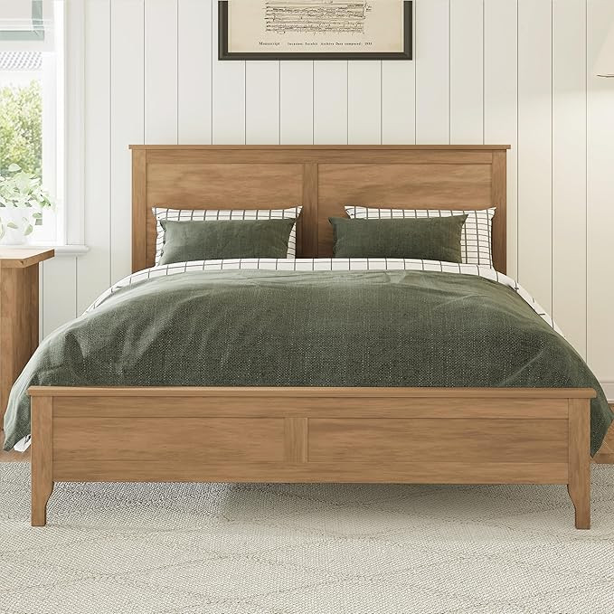 Amazon.com: Merax Modern Solid Wood Full Size Platform Bed with Headboard,No Box Spring Needed,Ea... | Amazon (US)