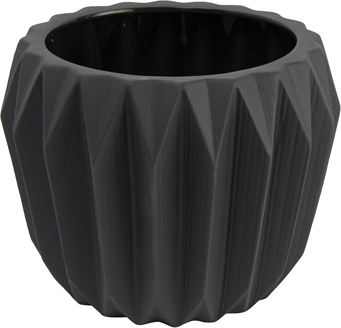 Bloomingville Round Grey Fluted Ceramic Flower Pot | Amazon (US)