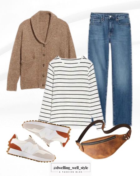 Fresh + New Old Navy Outfits!
Striped long-sleeve tee with a grandpa cardigan, straight jeans, sneakers, and leather belt bag.

Old Navy 30% off sale, discount applied in cart.

#LTKsalealert #LTKstyletip #LTKunder50