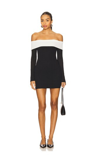 Monica Off Shoulder Dress in Black & White | Revolve Clothing (Global)