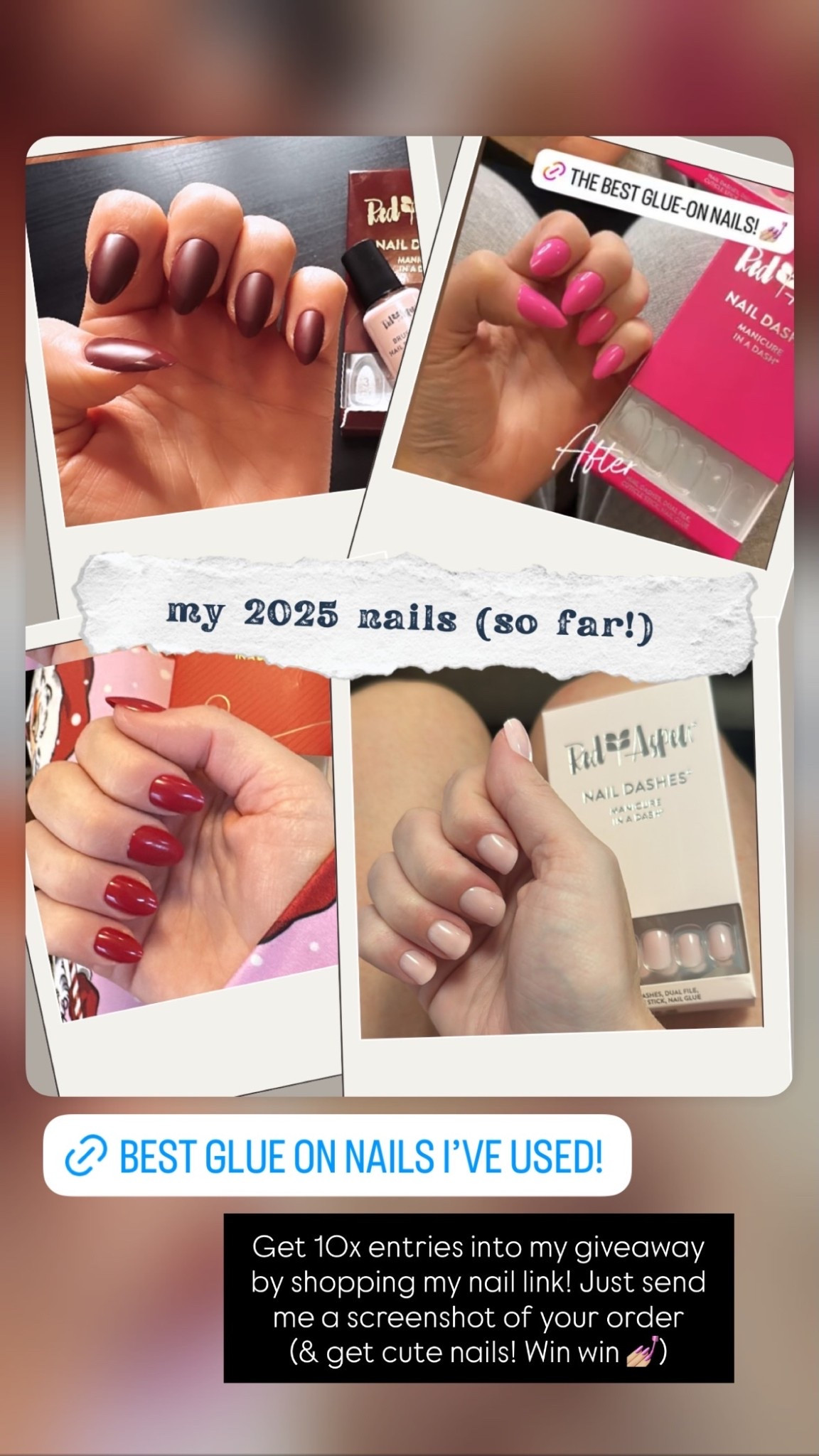 Get 10x entries into my giveaway by shopping my nail link! Just send me a screenshot of your order 
(& get cute nails! Win win 💅🏼)