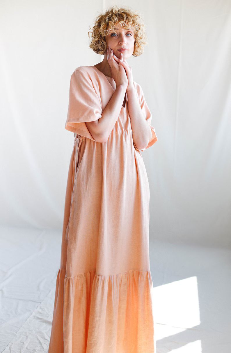 Linen Maxi Boho Dress  - Handmade by OFFON | Etsy (CAD)