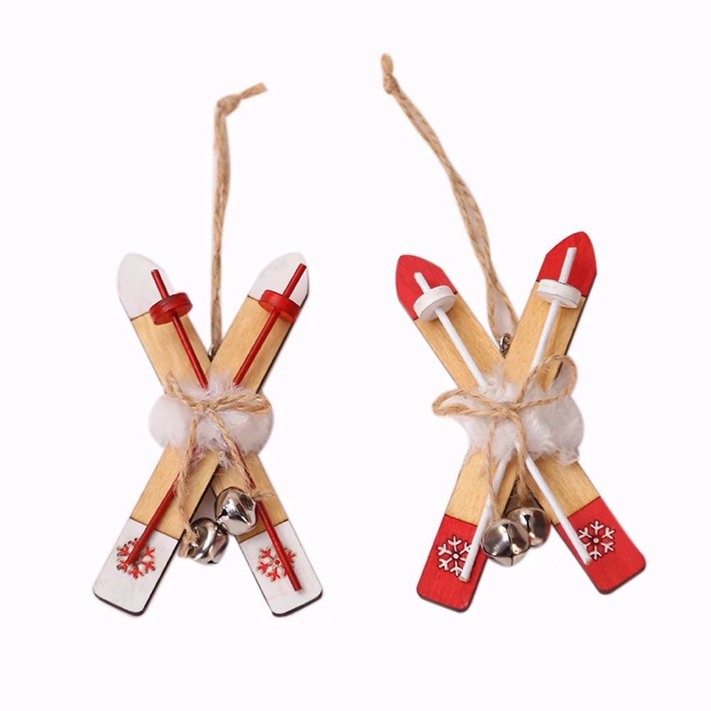 2 Pcs Wooden Sled Christmas Decoration for Home Wooden Ski Bell Xmas Ornaments Kids Gift | Walmart (US)