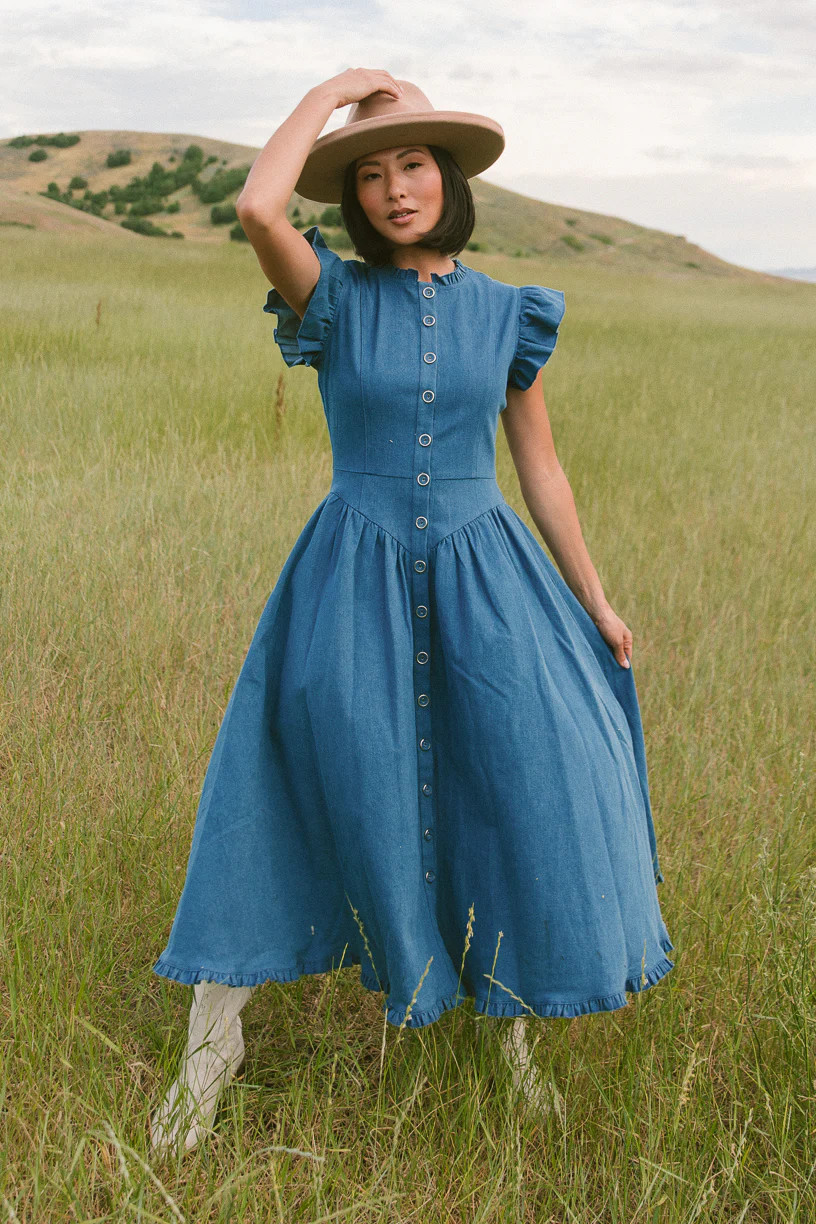 Nelly Dress in Denim | Ivy City Co