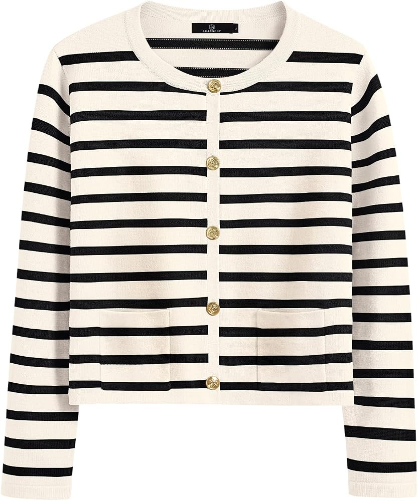 LILLUSORY Women Cardigan Sweaters Fall Outfit Clothes Fashion Jackets Trendy 2026 Casual Long Sle... | Amazon (US)