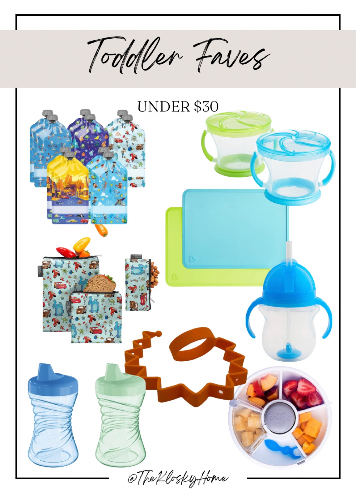 Our favorite items for snack and meal time! Toddler, toddler snacks, sippy cup, placemat, bottle bungee, snack container, reusable pouches, daycare essentials 

#LTKkids #LTKFind #LTKfamily