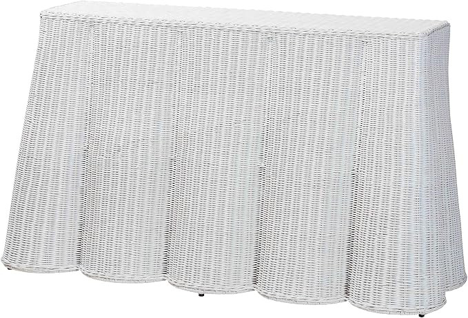 Bali & pari Palm Bohemian White Scallop Rattan Console Table | Amazon (US)