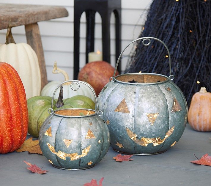 Metal Cut-Out Pumpkin Lanterns, Set of 2 | Pottery Barn Kids