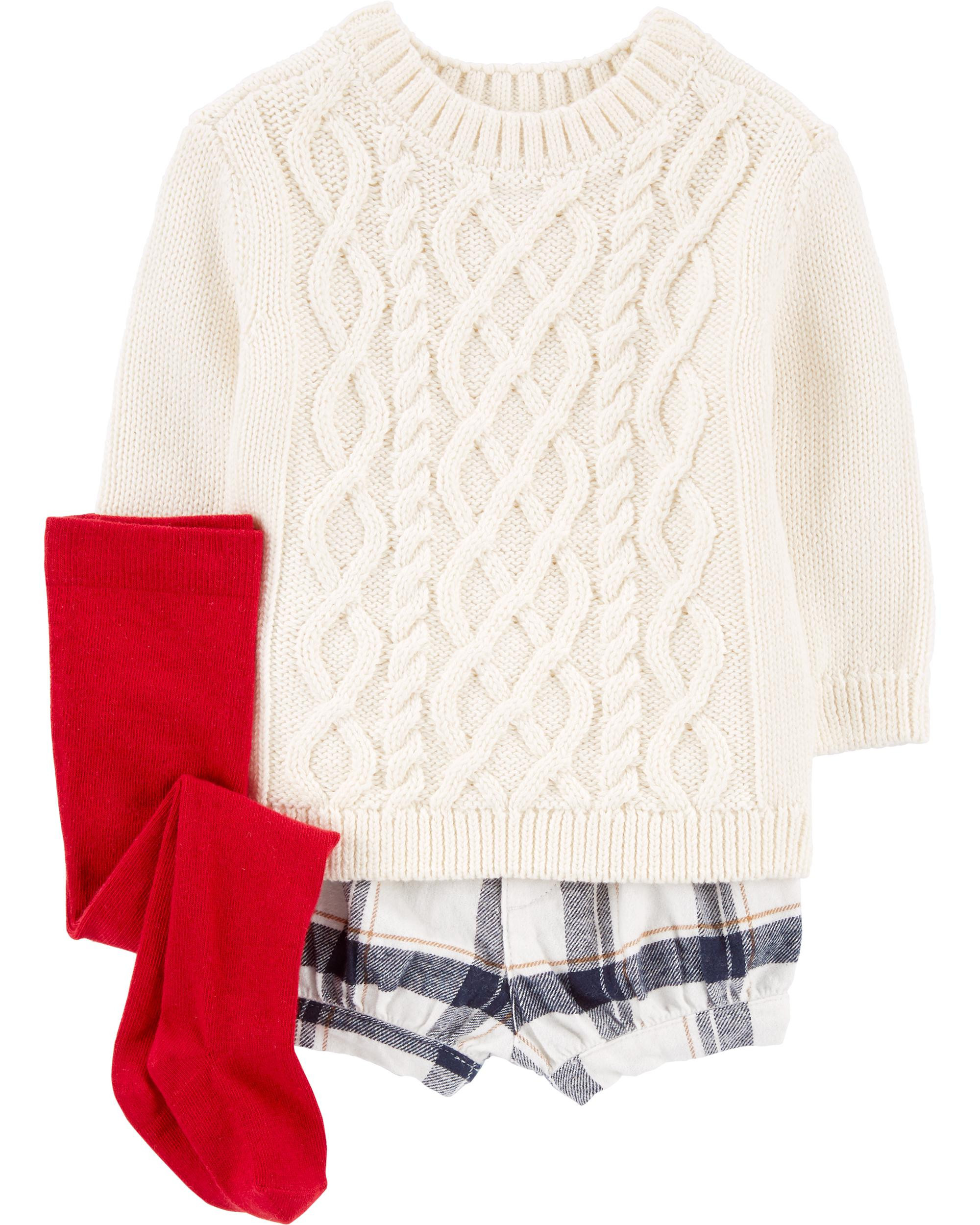 Baby 3-Piece Cable Knit Sweater & Short Set | Carter's