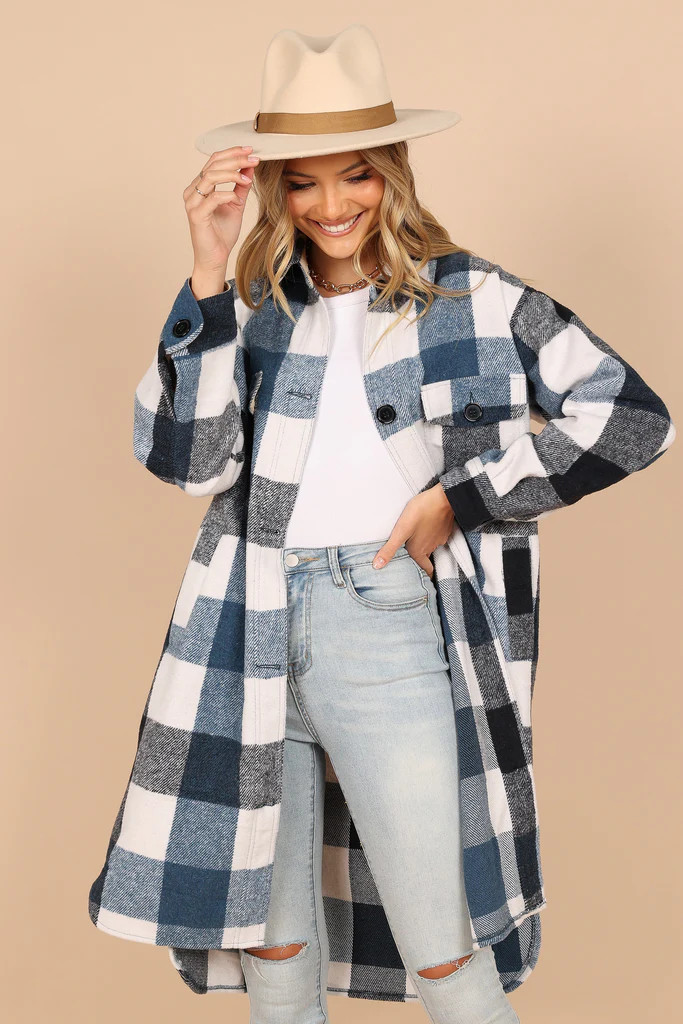 Shannon Large Plaid Shacket - Blue | Petal & Pup (US)