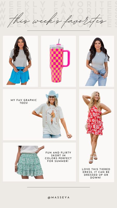 Rounded up this weeks favorites! We are loving these styles for the summer! My favorites tees are still in stock and they come in tons of colors!

Weekly favorites, summer style, summer outfits, summer dress, graphic teez, western style, pink lily, tiered dress, skirt

#LTKfindsunder50 #LTKfindsunder100 #LTKSeasonal