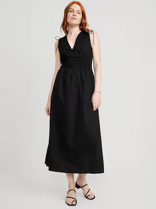 Fit & Flare Sleeveless Tie-Shoulder Smocked Maxi Dress for Women | Old Navy (US)
