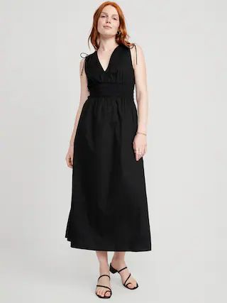 Fit & Flare Sleeveless Tie-Shoulder Smocked Maxi Dress for Women | Old Navy (US)