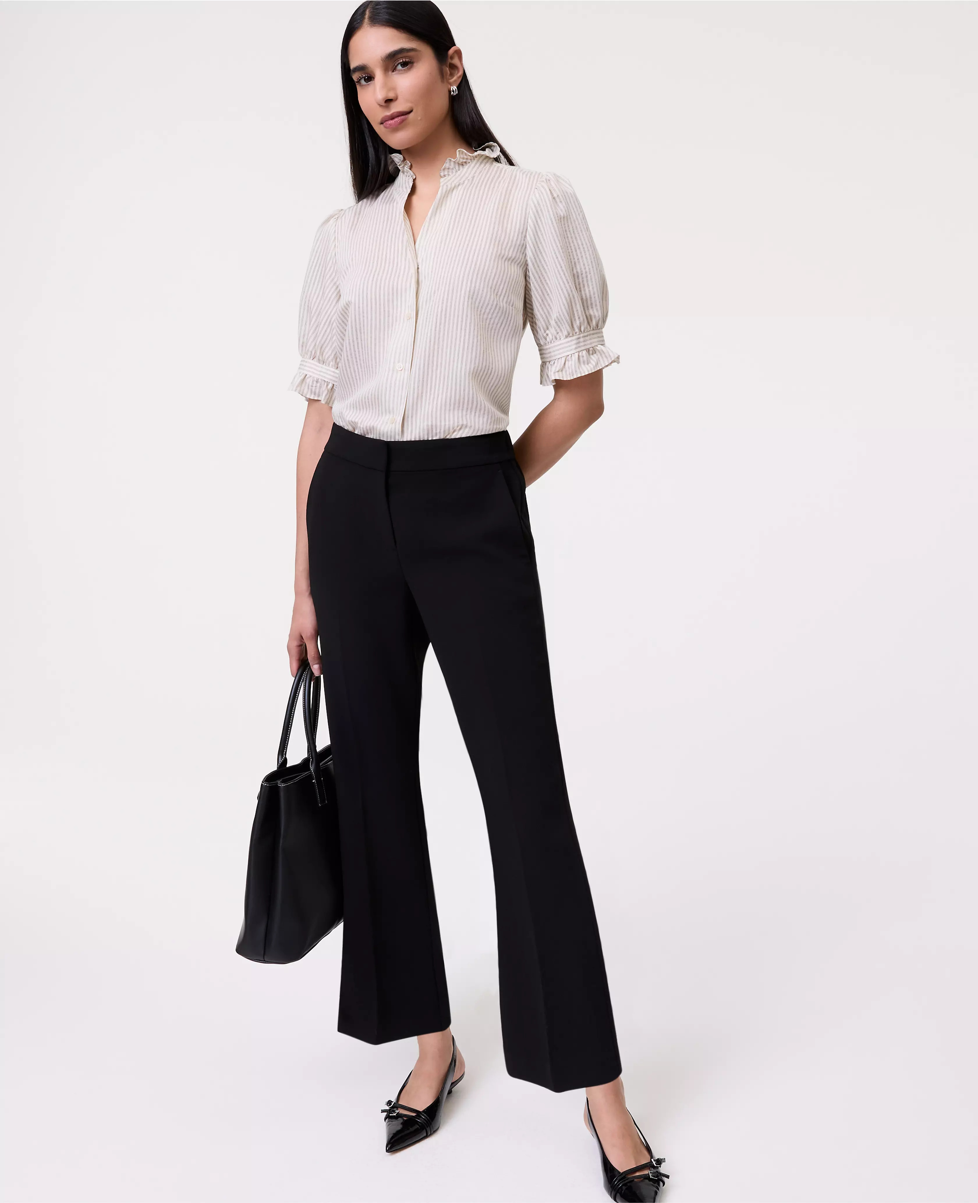 The Petite Relaxed Jayne Trouser in Textured Crepe | Ann Taylor