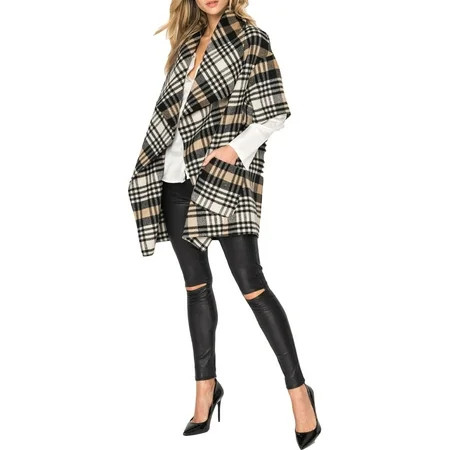 LAMARQUE Penelope Women s Double Face Open Front Mixed Media Wool Coat | Walmart (US)