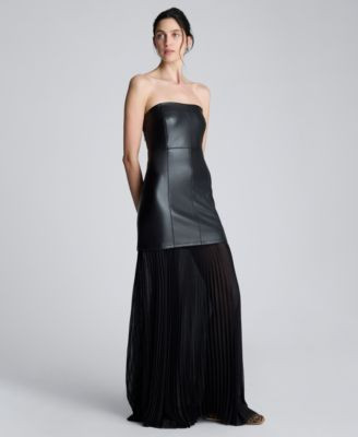 Women's Faux Leather Pleated Combo Corset Ball Gown | Macy's