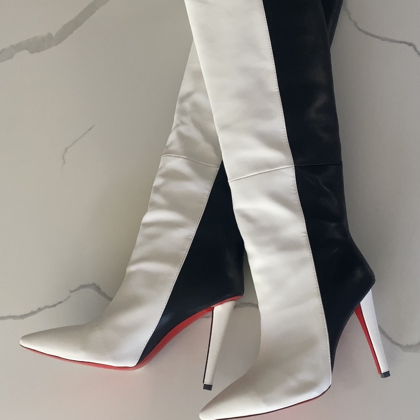 Christian Louboutin knee-high boots for under $100CAD 🤍🖤 True to size but NOT wide calf friendly as these don’t have a zipper! #dhgate

#LTKFindsUnder100 #LTKShoeCrush