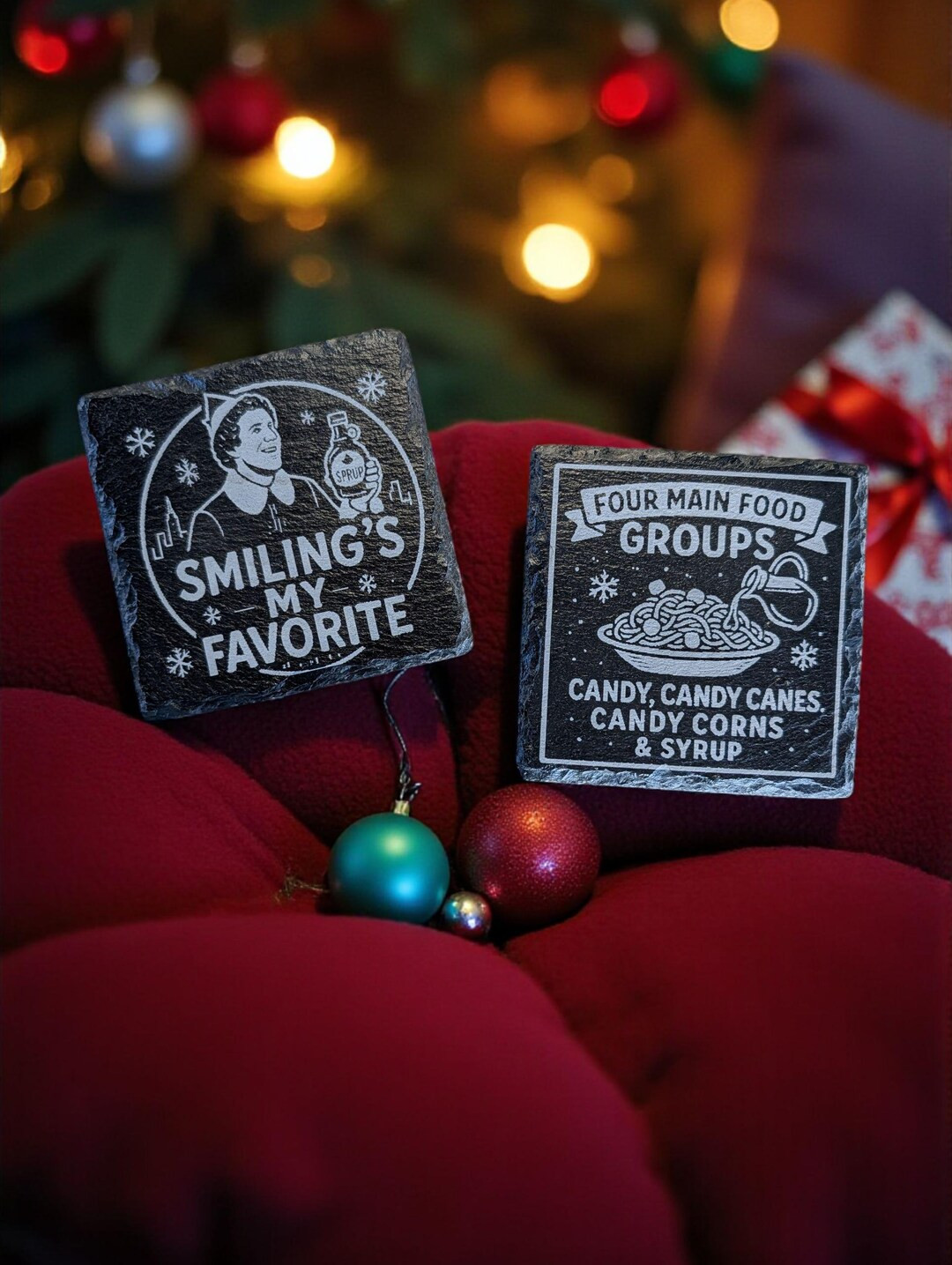 Elf Movie Slate Coasters: Laser Engraved Christmas Decor - Etsy | Etsy (US)