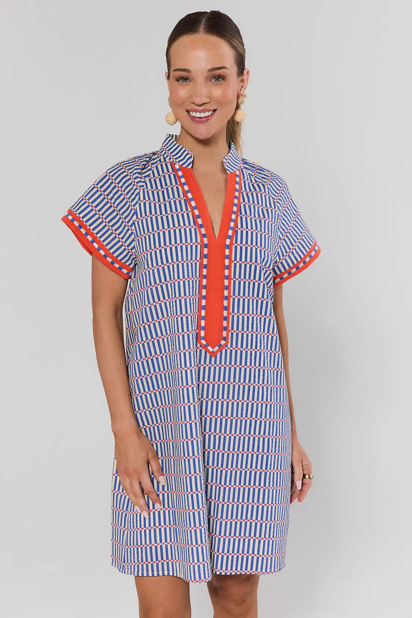 Audrey Blue Striped Short Dress by THML | Avara