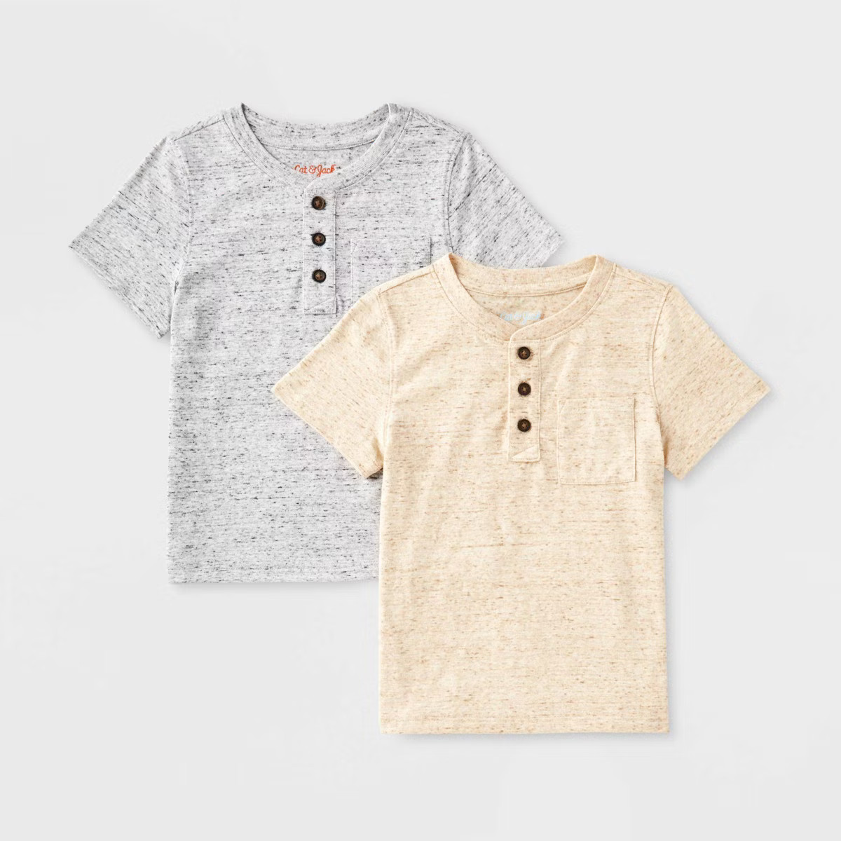 Toddler Boys' 2pk Short Sleeve T-Shirt - Cat & Jack™ Cream/Gray | Target