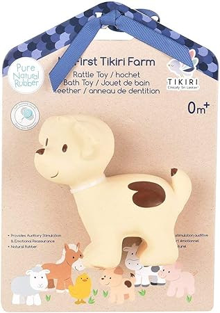 Tikiri My First Farm Puppy Natural Rubber Rattle (Brown) | Amazon (US)