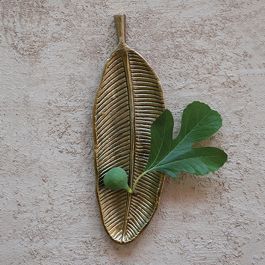 Brass Finish Leaf Tray | Antique Farm House