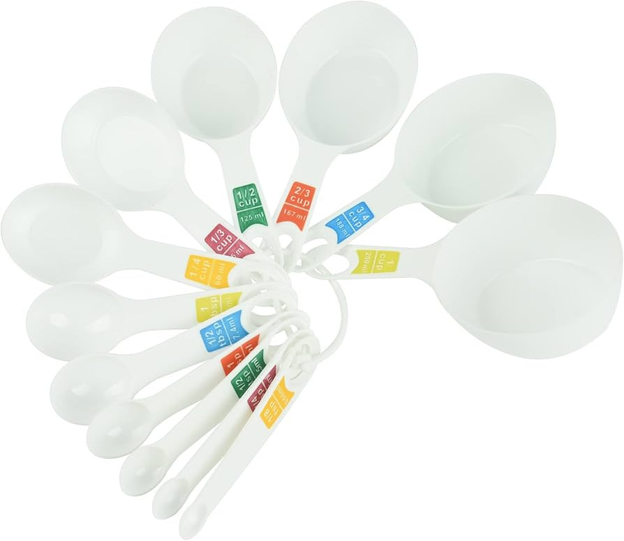 Measuring Cups and Spoons Set 12, Plastic Measuring Cups and Spoons for Kitchen, Plastic Measurin... | Amazon (US)