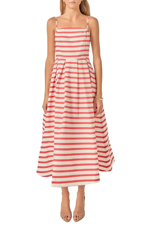 English Factory Stripe Sleeveless Maxi Dress in Off White/red at Nordstrom, Size Small | Nordstrom