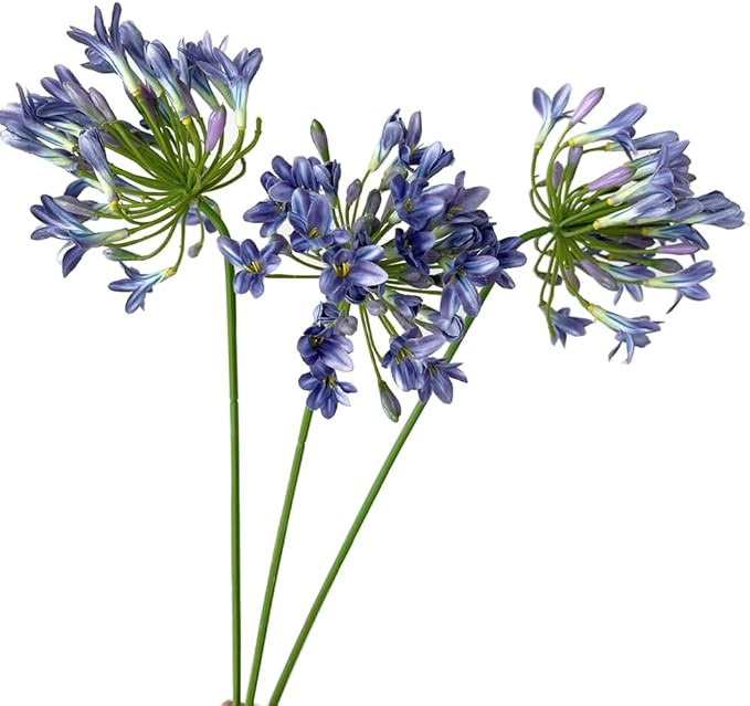 BQEE Artificial Flowers 3PCS African agapanthus Fake Silk Rose for Wedding Centerpieces (Blue) | Amazon (CA)