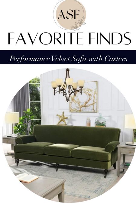 Sofa with performance velvet, front casters, home decor, Walmart 

#LTKstyletip #LTKhome