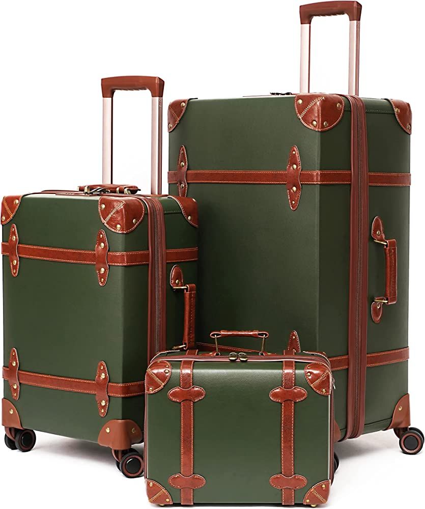 NZBZ Vintage Luggage Sets 3 Pieces Luxury Cute Suitcase Retro Trunk Luggage with TSA Lock for Men... | Amazon (US)
