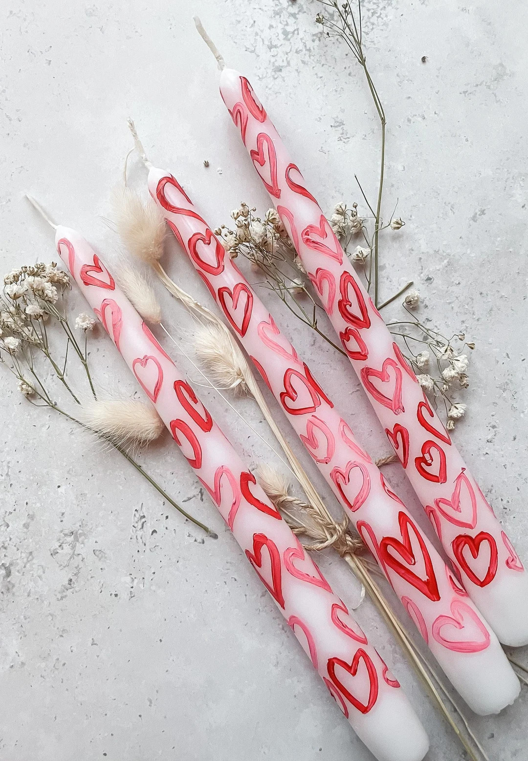 Hand Painted Big Heart Candle Valentines Day Candles - Etsy | Etsy (US)