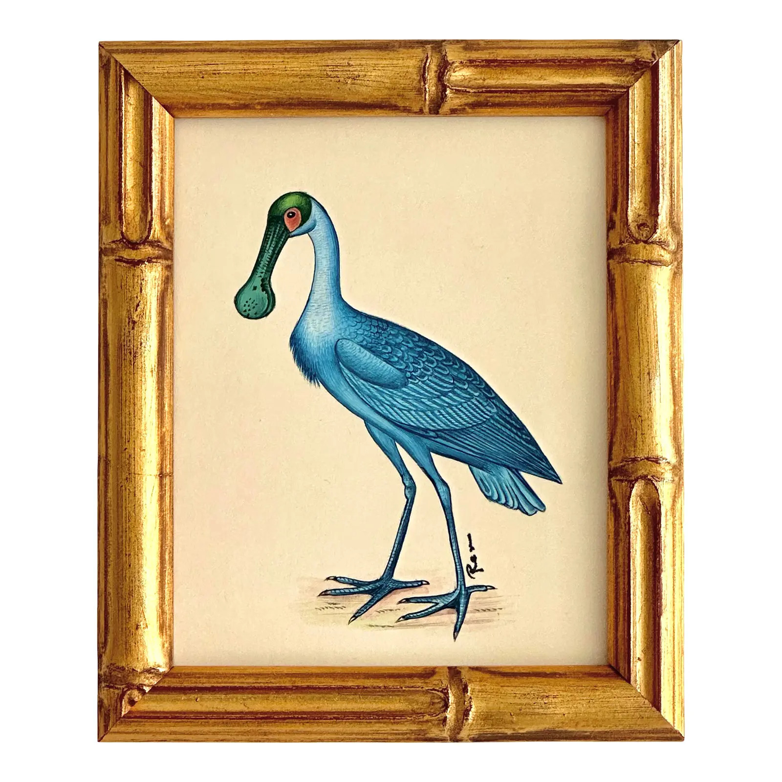 Hand-Painted Whimsical Spoonbill Painting. Framed | Chairish